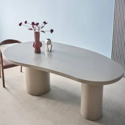 Mesa de comedor orgánica estructura de madera de hevea de 8 plazas, 210cm