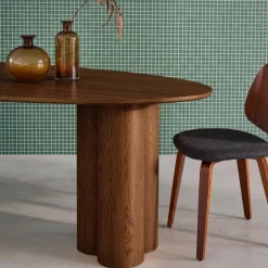 Mesa de comedor ovalada de madera de hevea para 8 personas, 220cm