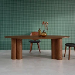 Mesa de comedor ovalada de madera de hevea para 8 personas, 220cm