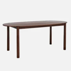 Mesa de comedor ovalada de madera de hevea, 6 plazas