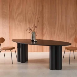 Mesa de comedor ovalada de madera de hevea para 8 personas, 220cm