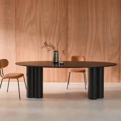 Mesa de comedor ovalada de madera de hevea para 8 personas, 220cm