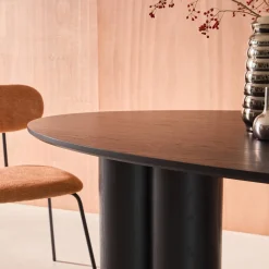 Mesa de comedor ovalada de madera de hevea para 8 personas, 220cm