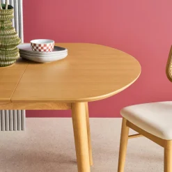 Mesa de comedor ovalada extensible de madera, 4-6 asientos