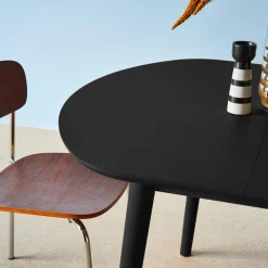 Mesa de comedor ovalada extensible de madera, 4-6 asientos