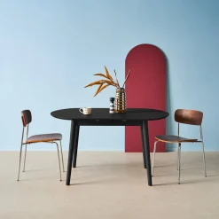 Mesa de comedor ovalada extensible de madera, 4-6 asientos