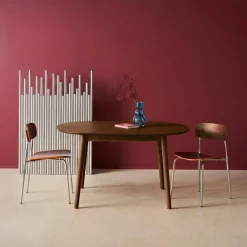 Mesa de comedor ovalada extensible de madera, 4-6 asientos