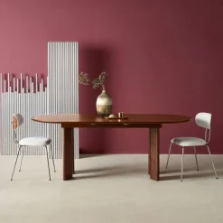 Mesa de comedor ovalada extensible de madera de hevea, 6-8 plazas