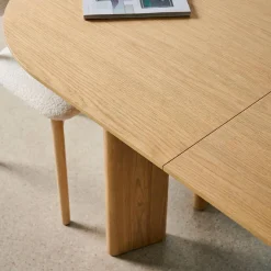 Mesa de comedor ovalada extensible de madera de hevea, 6-8 plazas