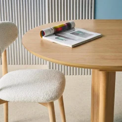 Mesa de comedor ovalada extensible de madera de hevea, 6-8 plazas