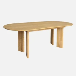 Mesa de comedor ovalada extensible de madera de hevea, 6-8 plazas