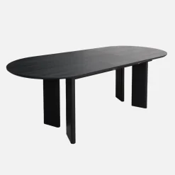 Mesa de comedor ovalada extensible de madera de hevea, 6-8 plazas