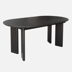 Mesa de comedor ovalada extensible de madera de hevea, 6-8 plazas