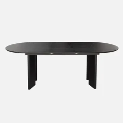 Mesa de comedor ovalada extensible de madera de hevea, 6-8 plazas