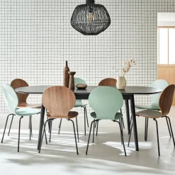 Mesa de comedor ovalada y extensible de 6 a 8 plazas