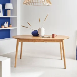 Mesa de comedor ovalada y extensible de 6 a 8 plazas