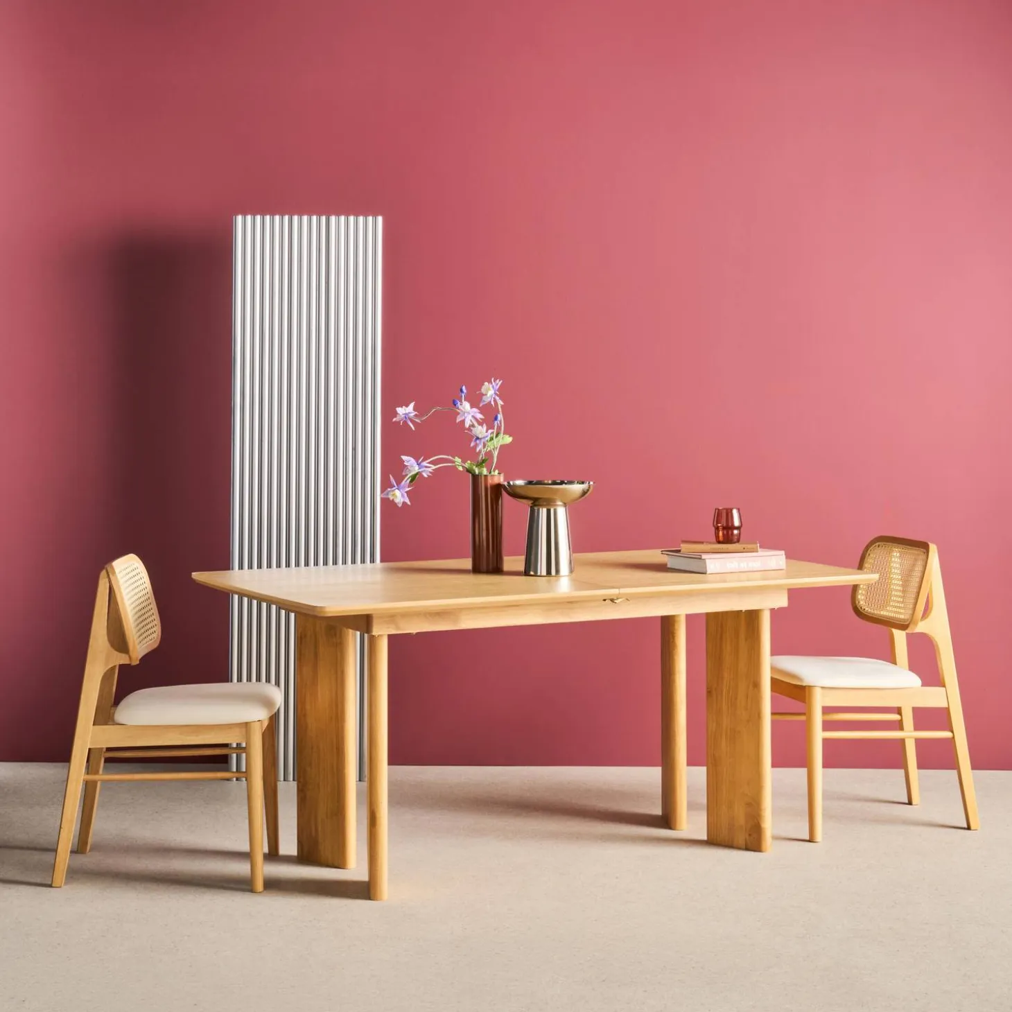 Mesa de comedor rectangular extensible de madera, 6-8 plazas