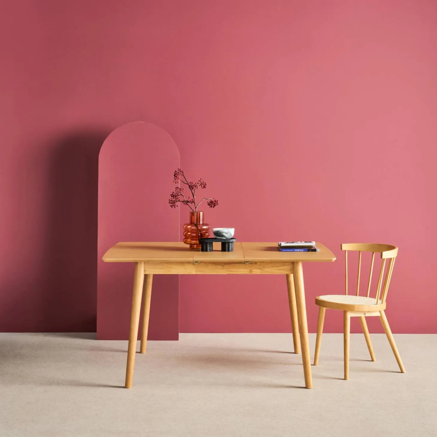 Mesa de comedor rectangular extensible de madera, 4-6 plazas