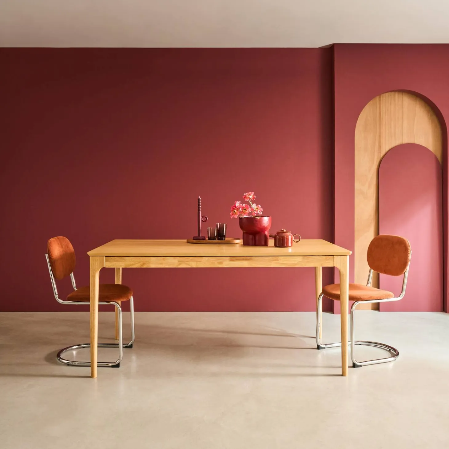 Mesa de comedor rectangular extensible de madera, 6-8 plazas