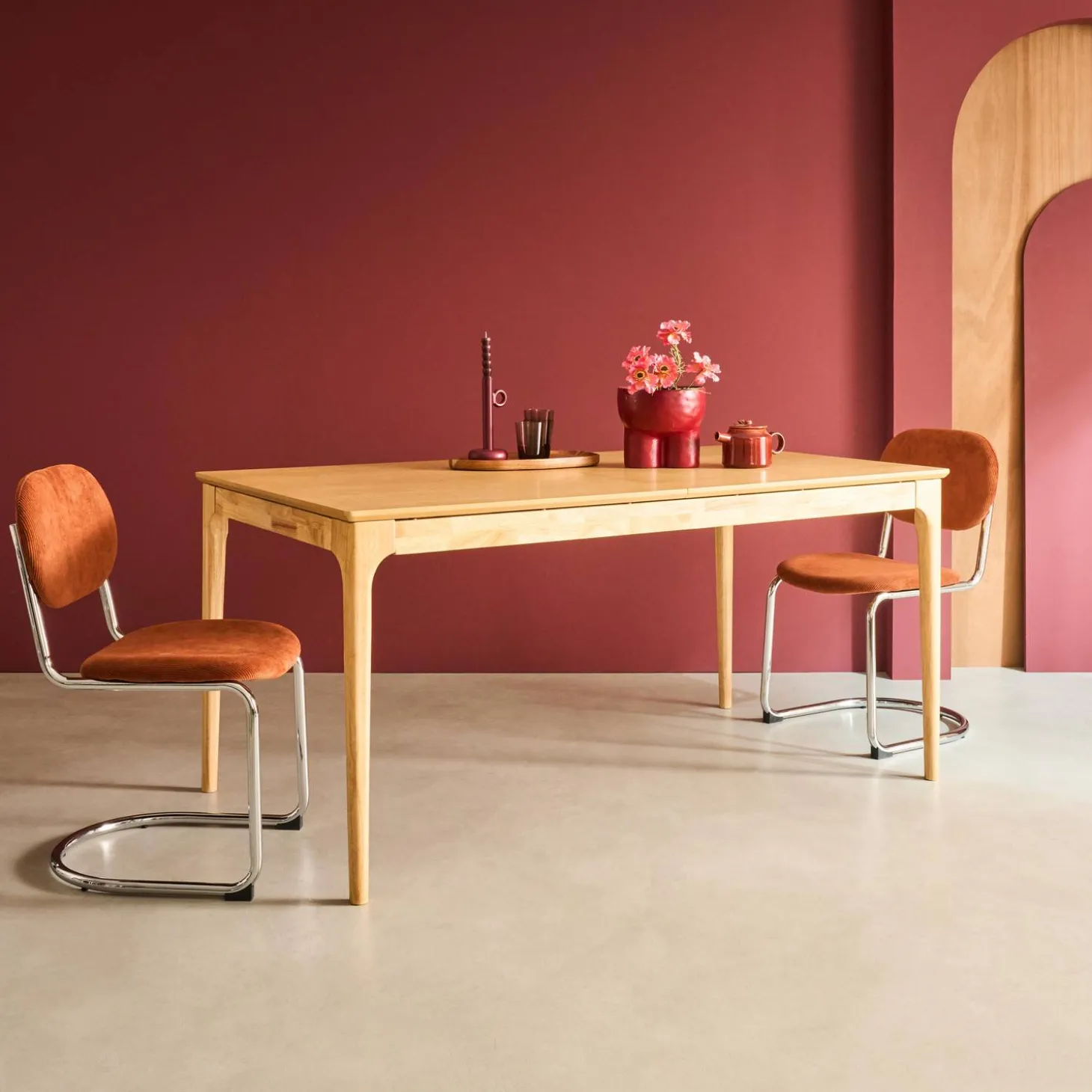 Mesa de comedor rectangular extensible de madera, 6-8 plazas