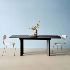 Mesa de comedor rectangular extensible de madera, 6-8 plazas