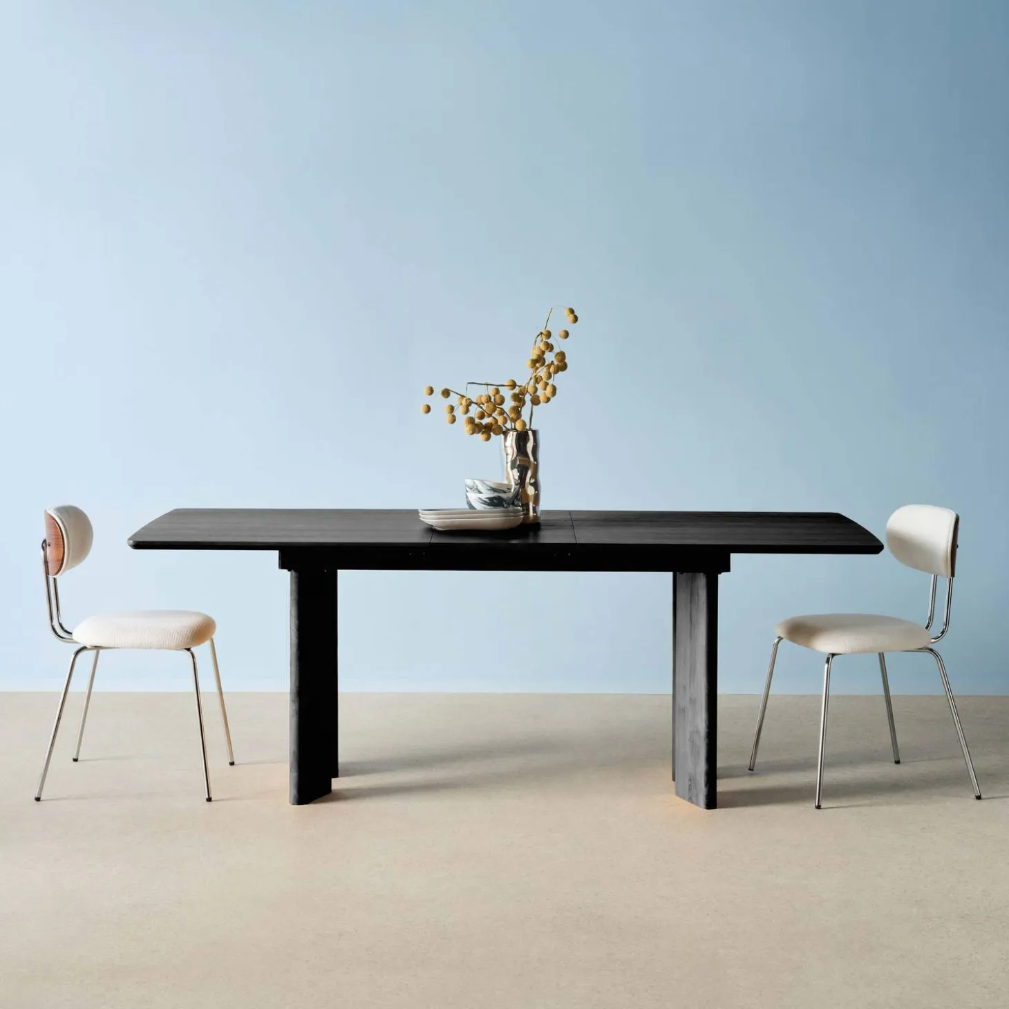 Mesa de comedor rectangular extensible de madera, 6-8 plazas