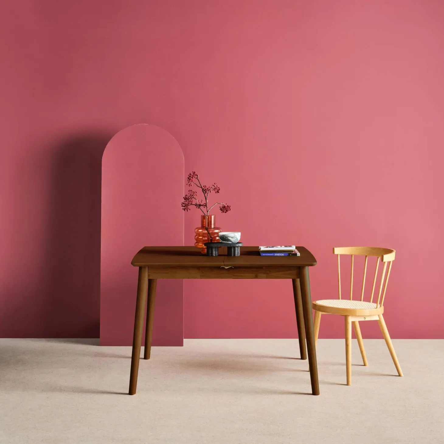 Mesa de comedor rectangular extensible de madera, 4-6 plazas