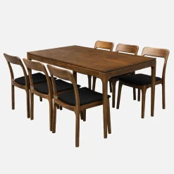 Mesa de comedor rectangular en madera de 6 plazas