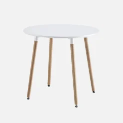 Mesa de comedor redonda de MDF y madera de haya, 80cm