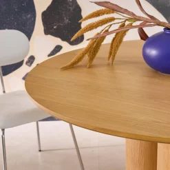 Mesa de comedor redonda de madera de hevea con 4 plazas, 130cm