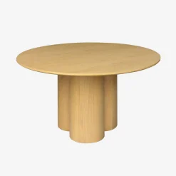 Mesa de comedor redonda de madera de hevea con 4 plazas, 130cm