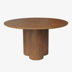 Mesa de comedor redonda de madera de hevea con 4 plazas, 130cm