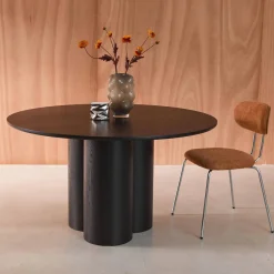 Mesa de comedor redonda de madera de hevea con 4 plazas, 130cm