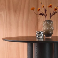 Mesa de comedor redonda de madera de hevea con 4 plazas, 130cm