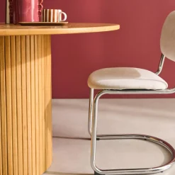 Mesa de comedor redonda de madera, 4 plazas
