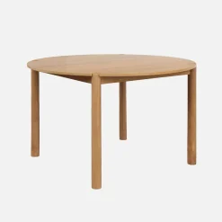 Mesa de comedor redonda de madera de hevea, 4 plazas
