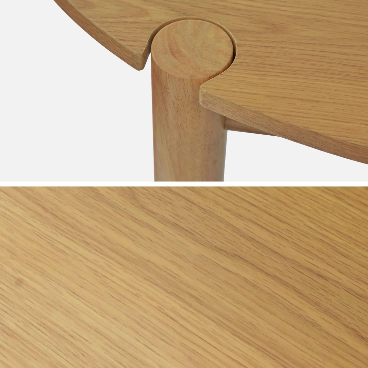 Mesa de comedor redonda de madera de hevea, 4 plazas