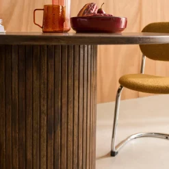 Mesa de comedor redonda de madera, 4 plazas