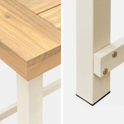 Mesa de interior/exterior de madera y metal, 6-8 plazas