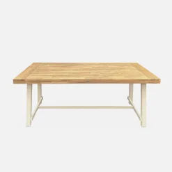 Mesa de interior/exterior de madera y metal, 6-8 plazas
