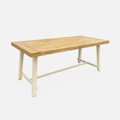Mesa de interior/exterior de madera y metal, 6-8 plazas