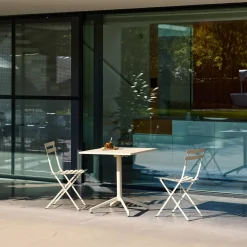 Mesa de jardín bistró cuadrada plegable de acero, 2 personas