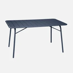 Mesa de jardín bistró de acero plegable, 6 plazas, 140cm