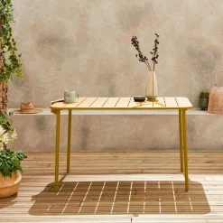 Mesa de jardín bistró de acero, 4 plazas, 120cm