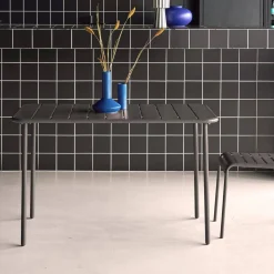 Mesa de jardín bistró de acero, 4 plazas, 120cm