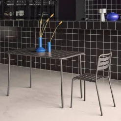 Mesa de jardín bistró de acero, 4 plazas, 120cm
