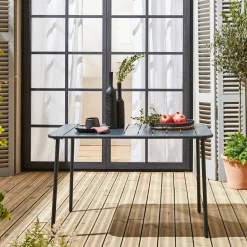 Mesa de jardín bistró de acero, 4 plazas, 120cm