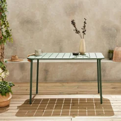 Mesa de jardín bistró de acero, 4 plazas, 120cm