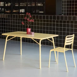 Mesa de jardín bistró de acero plegable, 6 plazas, 140cm