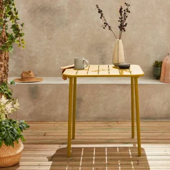 Mesa de jardín bistró de acero, 2 plazas, 70cm